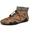 Men Handmade Microfiber Leather Comfy Soft Sock Ankle Boots - Khaki