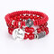Bohemian Colorful Multilayer Beaded Bracelet with I Love You Charm Chain Gift for Her - Red