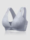 Women Floral Embroidered Lace Front Closure Wireless Soft Bras - Blue