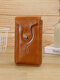 Men Artificial Leather Vintage Portable Belt Bag Button Design Durable Retro Waist Bag - Khaki