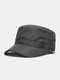 Men Dacron Solid Color Car-shaped Metal Label Waterproof Quick-drying Breathable Casual Military Cap Flat Cap - Army Green