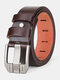 Men Cowhide Square Pin Buckle Belt Solid Color Business All-match Belt - Coffee