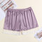 Plus Size Lace Trim Seamless Smooth Butt Lifter Mid Waisted Boyshorts - Purple