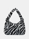 Women Plush Zebra Leopard Pattern Shoulder Bag Handbag - 4