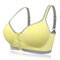 Soft Cotton Front Button Wireless Breathable Maternity T-shirt Nursing Bras - Yellow