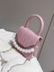 Pearls Decor Flap Embossed Mini Handbag Crossbody Bag - Pink