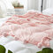 150x200cm Soft Knitted Crochet Throw Blanket Long Pile Pom Super Warm Bed Sofa Cover Decor - Pink