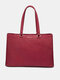Women Faux Leather Fashion Multifunction Large Capacity Hardware Tote Handbag Shoulder Bag - Red