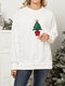 Cartoon Animal Christmas Tree Fake Two Pieces Sweatshirt - White