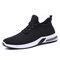 Mens Air Cushion Sole Fabric Breathable Running Shoes - Black