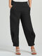 Casual Solid Color Wide-Legged Elastic Waist Pleated Pants - Black