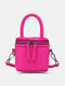 Women Faux Leather Fashion Shopping Solid Candy Bright Color Mini Handbag Crossbody Bag - Pink