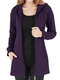 Casual Solid Color Drawstring Zipper Hooded Plus Size Coat - Purple