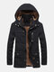 Plus Side Thicken Warm Multi Pockets Windproof Jacket for Men - Black