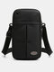 यूनिसेक्स Nylon कैजुअल स्पोर्ट वाटरप्रूफ क्रॉसबॉडी बैग मल्टी-फंक्शनल सिंगल शोल्डर हेडफोन होल डिजाइन कमर बैग - काली