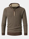 Mens Knitted Jacquard Stand Collar Zipper Design Casual Pullover Sweaters - Coffee
