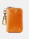 Men Vintage Genuine Leather Solid Multifunction RFID Wallet Keychain Wallet - Brown