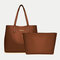 Women 2 PCS Multi-pocket Large Capacity Removable Key Multifunctional Handbag Tote - Brown