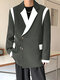 Mens Japan Contrast Patchwork Long Sleeve Blazer - Серый