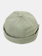 Unisex Cotton Solid Color Letter Pattern Outdoor Retro Brimless Beanie Landlord Cap Skull Cap - Green