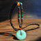 Vintage Handmade Buddha Beads Long Necklace Ethnic Irregular Crystal Pendant Sweater Chain - 04