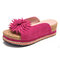Large Size Women Casual Flowers Open Toe Platform Slippers - Pink