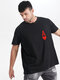 Plus Size Mens Ace Of Hearts Poker Print Fashion Short Sleeve T-Shirts - Black