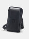 Men's Leather Mobile Phone Bag Waist Bag Wear Belt Work Site Mobile Phone Bag - Black