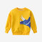 Boy's Dinosaur Cartoon Print Long Sleeve Casual Sweatshirt For 2-10Y - Yellow