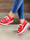 Large Size Summer Casual Platform Lace Up Canvas Sandals For Women - Red