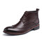Men Stylish Brogue Carved Pointed Toe Lace Up Casual Ankle Boots - Dark Brown