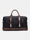 Men Canvas PU Leather Large Capacity Handbag Shoulder Bag Travel Bag Duffle Bag Crossbody Bag - Black
