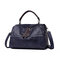 Women Soft Leather Crossbody Bags Stitching Leisure Handbags Solid Boston Shoulder Bags - Blue
