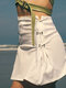 Solid Hook And Eye Slit Mini Skirt For Women - White