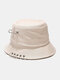Unisex Foldable Pin Decor Cool Fashion Sunshade Bucket Hat Couple Hat - Beige