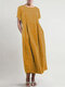 Polka Dot Print Pleated Short Sleeve Plus Size Dress - Yellow