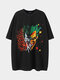 Men 100% Cotton Colorful Clown Letter Print T-Shirt - Black
