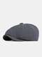 Men Cotton Elastic Breathable Casual Octagonal Hats Painter Hats Beret Flat Caps - Green-Gray