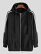 Mens Autumn Fashion Casual Solid Color Long Sleeve Zipper Hooded Jacket - Black
