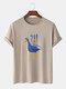 Camisetas de algodón de manga corta con estampado de pato de dibujos animados para hombre Cuello - Caqui