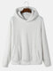 Mens Solid Color Fluffy Plush Casual Overhead Hoodies With Pocket - White