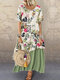 Vestido Maxi Vintage Floral Irregular Patchwork Plus Tamanho - Vermelho