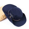 Mens Womans Canvas Visor Bucket Fisherman Hat Foldable Breathable Adjustable Chin Strap - Navy