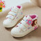 Girls Canvas Cartoon Floral Decor Hook Loop Lovely Casual Shoes - White
