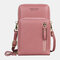 Women 8 Card Slots Solid Casual Phone Bag Crossbody Bag - Pink