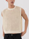 Mens Hollow Out Crew Neck Sleeveless Tank - Apricot