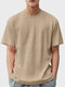 Mens Solid Casual Crew Neck Short Sleeve T-Shirts - Khaki