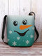 Women Felt Cute Christmas Ombre Smile Snowman Snowflakes Print Crossbody Bag - Green