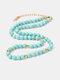 Collier ethnique de perles rondes épaisses réglables en pierre semi-précieuse K14 - #01