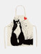 Black Cat Pattern Cleaning Colorful Aprons Home Cooking Kitchen Apron Cook Wear Cotton Linen Adult Bibs - #03